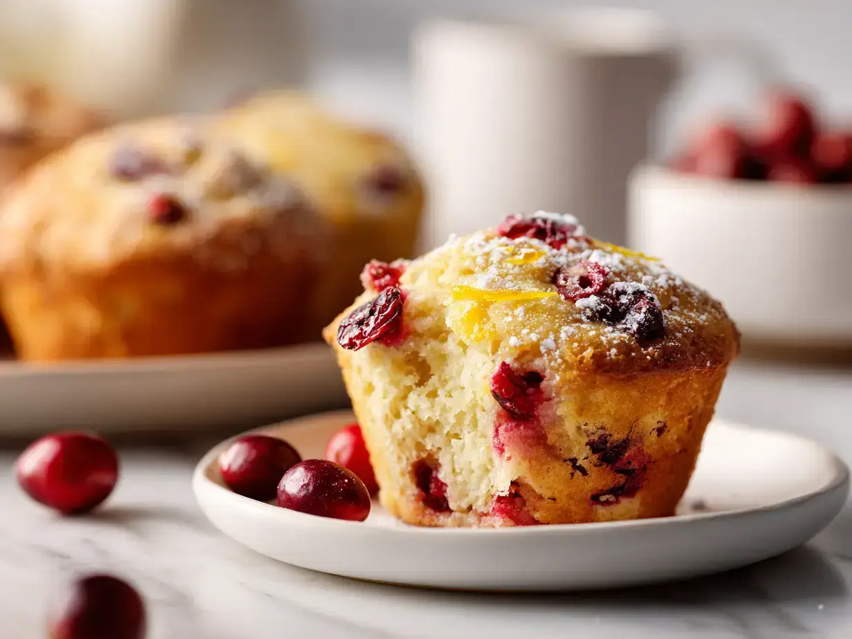 Crispy Crust Cranberry Orange Muffins with Cinnamon